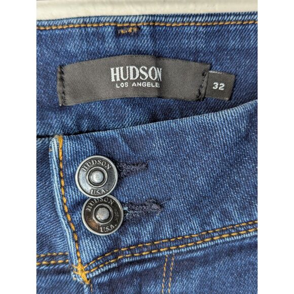 Hudson Beth Mid Rise Baby Boot Jeans Sz 32 Obscurity Dark Wash Flap Pockets - Picture 8 of 10